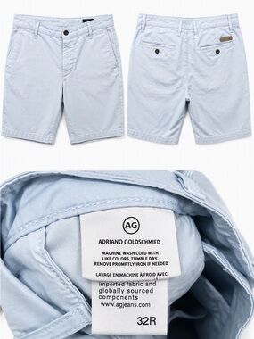 Ag Adriano Goldschmied Light Blue Flat Front Men’s Shorts